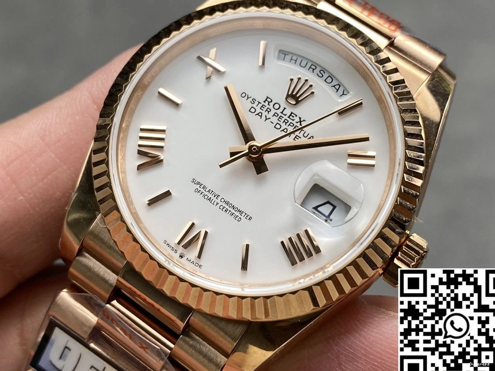 Steel M128235 White 36mm Rose Dial v5 Date QF Rolex Gold Day Factory Tungsten 0112